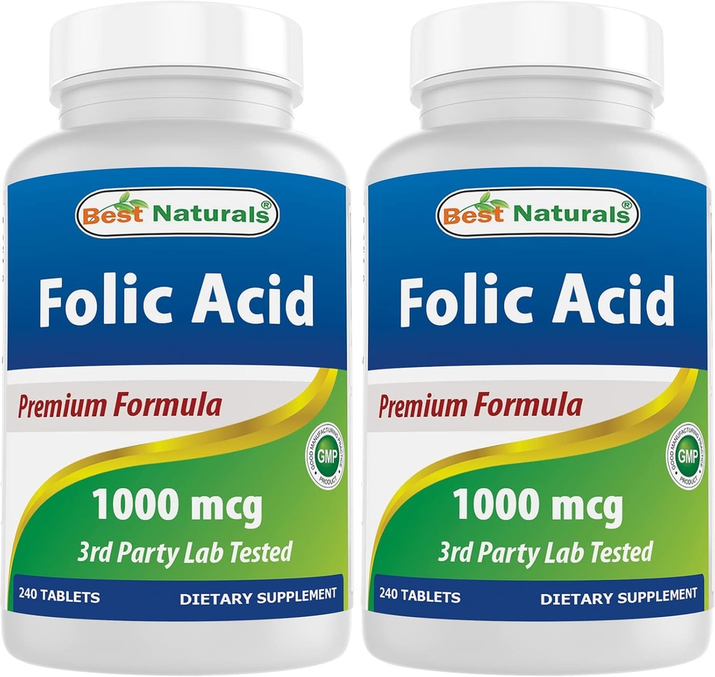 Best Naturals Folic Acid 1000 mcg (Vitamin B9), 240 Tablets (1000 mcg (Pack of 2)) 2