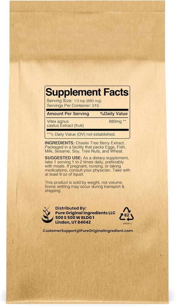 Pure Original Ingredients Chasteberry Extract (1lb) Vitex Agnus-Castus Tree, Non-GMO 3
