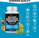 Sea Moss 3000, Black Seed Oil 2000, Ashwagandha 1000, Bladderwrack, Maca, Turmeric - Manuka Honey, Dandelion & Black Pepper, Super Antioxidants Supplement -120 6