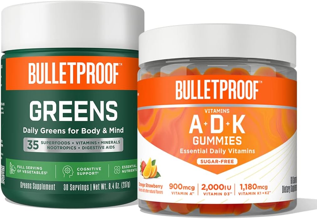 Bulletproof Greens, 8.4 Ounces and Vitamins A+D+K Gummies, 60 Count 2