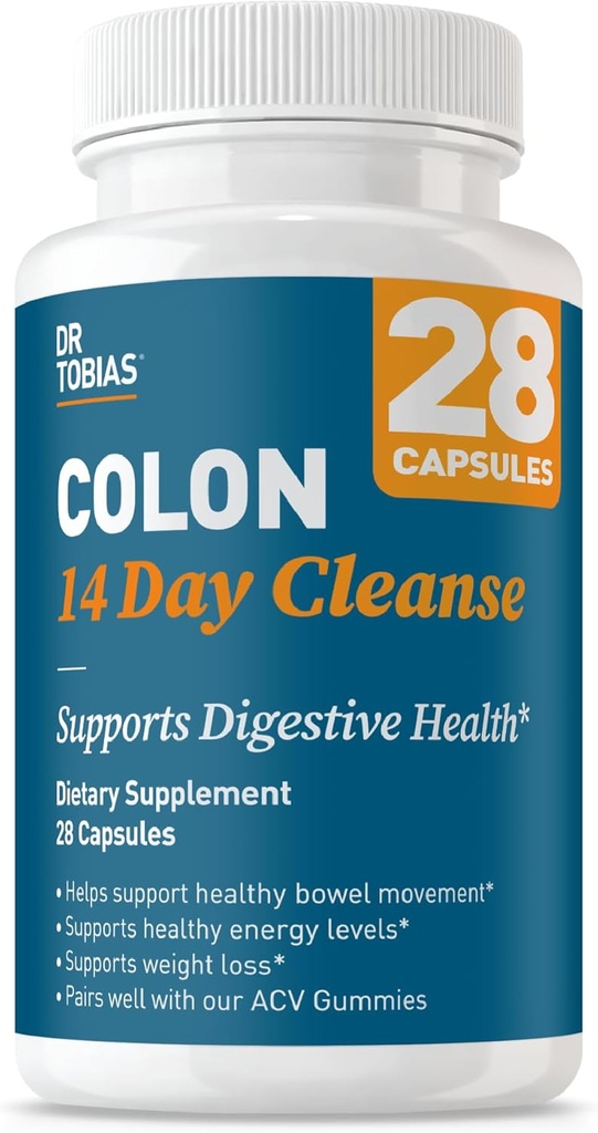 Dr. Tobias Colon 14 Day Cleanse, Advanced Gut Cleanse Detox for Women & Men with Cascara Sagrada, Psyllium Husk, Senna Leaf & Probiotics, Non-GMO Colon Cleanse, 1 Bottle of 28 Capsules (1-2 Daily) 2