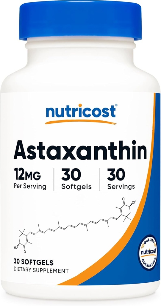 Nutricost Astaxanthin 12mg, 30 Softgels - Non-GMO and Gluten Free 2