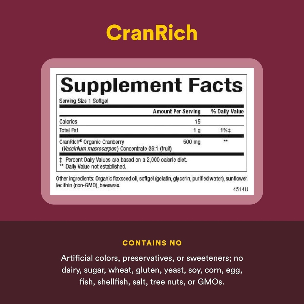CranRich by Natural Factors, Super Strength Cranberry Concentrate, Antioxidant Supplement for Urinary Tract Support, Non-GMO, 90 softgels (90 servings) 5