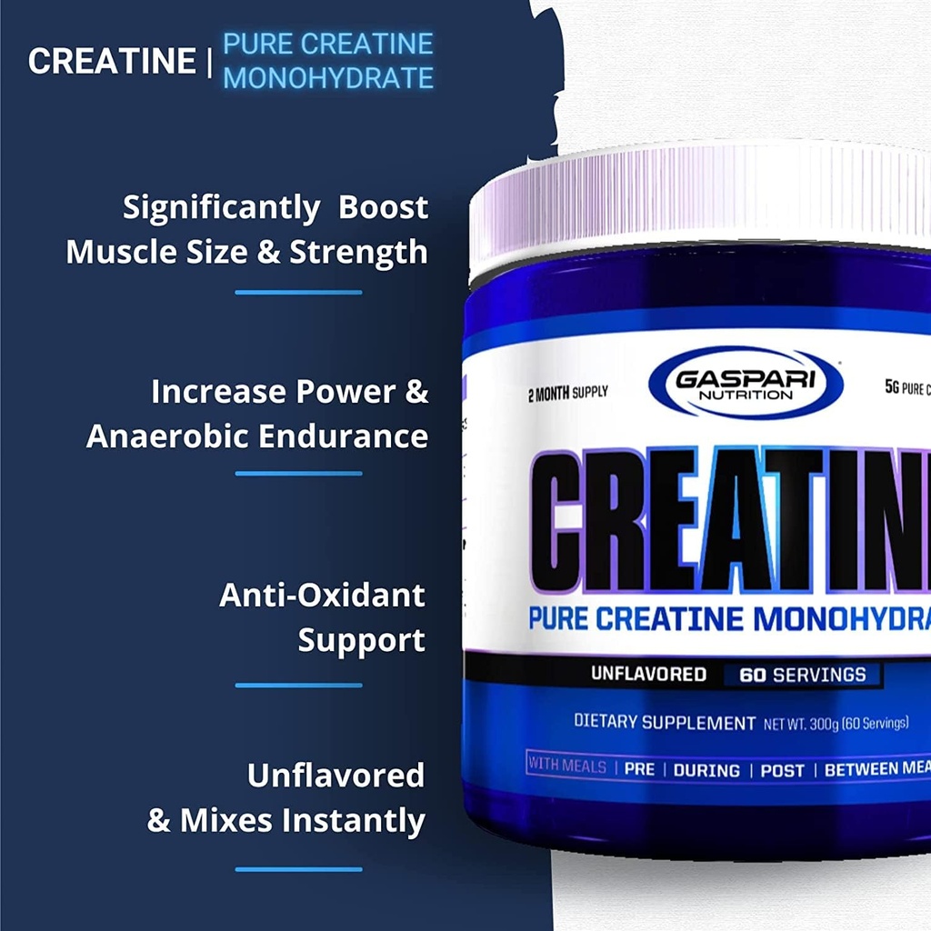 Gaspari Nutrition Pure Creatine Monohydrate, 5g of Pure Creatine, Boost Muscle and Size (Unflavored, 60 Servings) 4