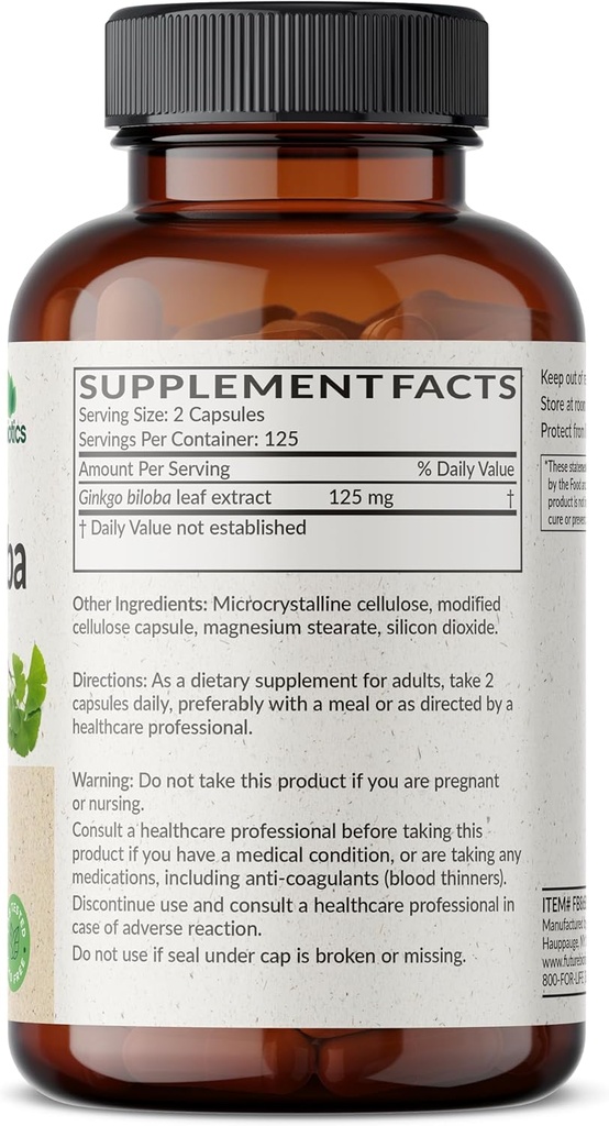 Futurebiotics Ginkgo Biloba Extra Strength Supports Brain Function & Memory Support, 250 Vegetarian Capsules 3