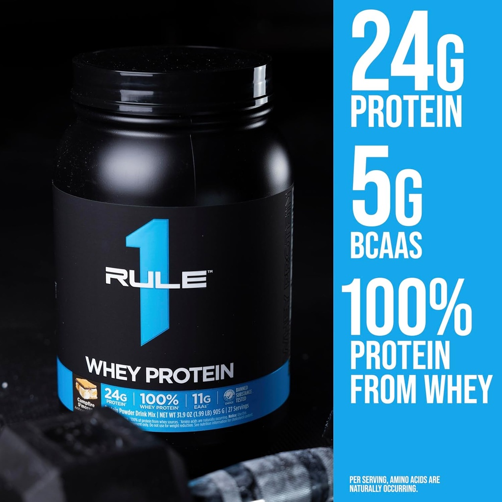 Rule 1 Whey Protein – 24g Fast-Acting Protein from All-Whey Sources with Naturally Occurring EAAs & BCAAs for Workout Recovery or Anytime Use (5 Pounds*, Chocolate Fudge) 6