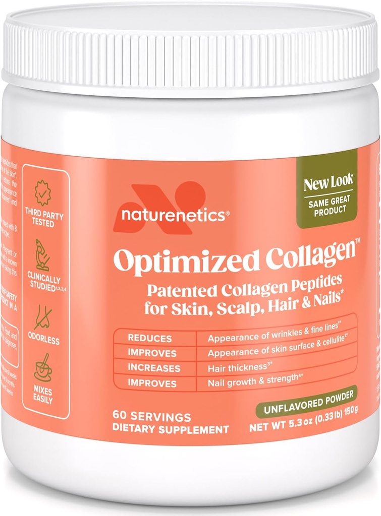 Naturenetics Hair, Skin & Nails Collagen Peptides – Supports Skin Hydration & Hair Strength – Bioavailable Hydrolyzed Collagen – Unflavored, Easy to Mix – Paleo & Keto-Friendly – 60 Servings* 2
