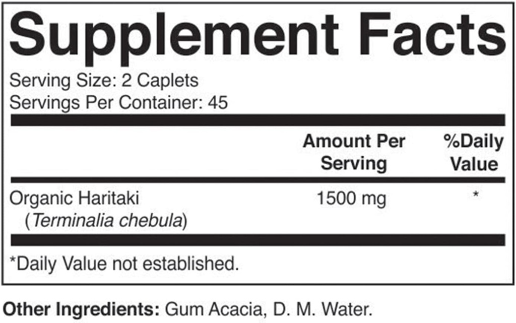 Brieofood Organic Haritaki 1500mg, 45 Servings, Vegetarian, Gluten Free, 90 Vegetarian Tablets 3