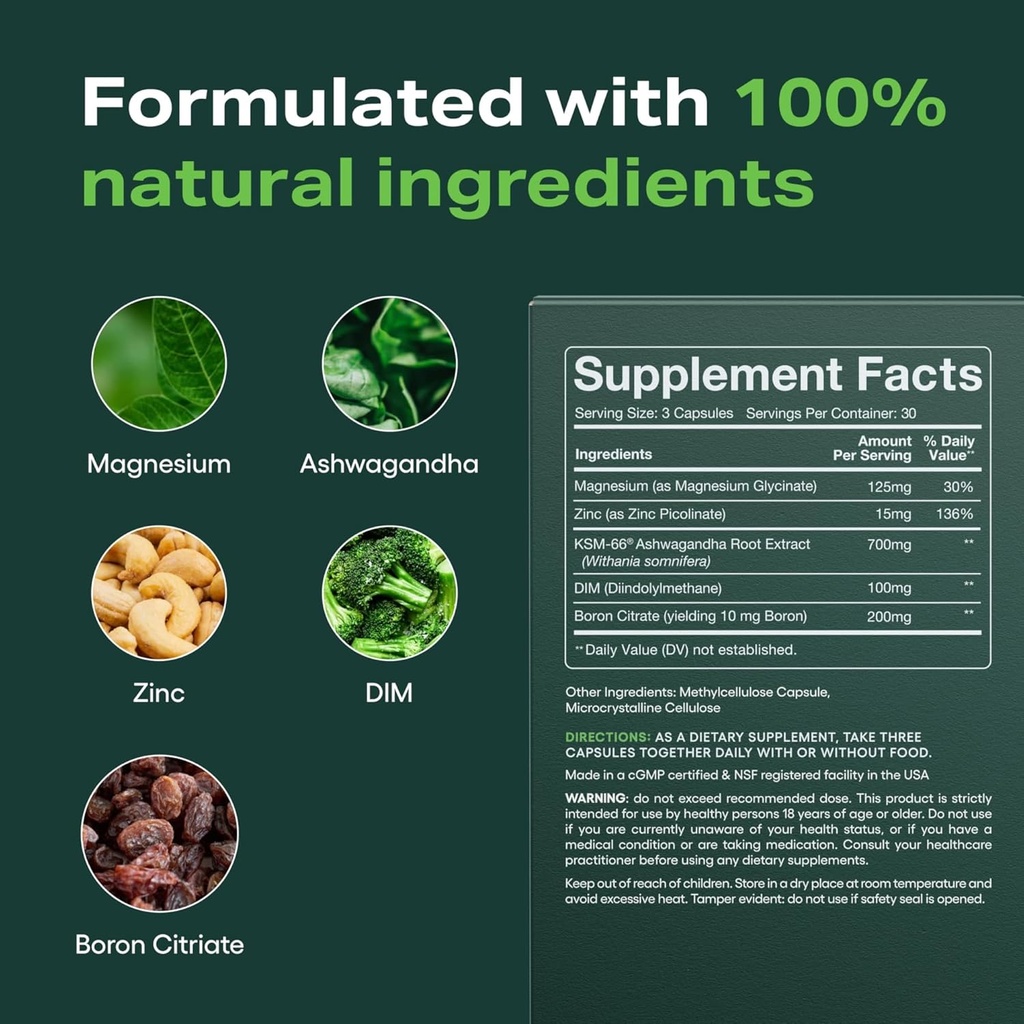 JOYMODE Testosterone Support Complex (180ct) - Natural Supplement for Men w/Ashwagandha, DIM, Magnesium, Zinc & Boron - Pack of 2 5