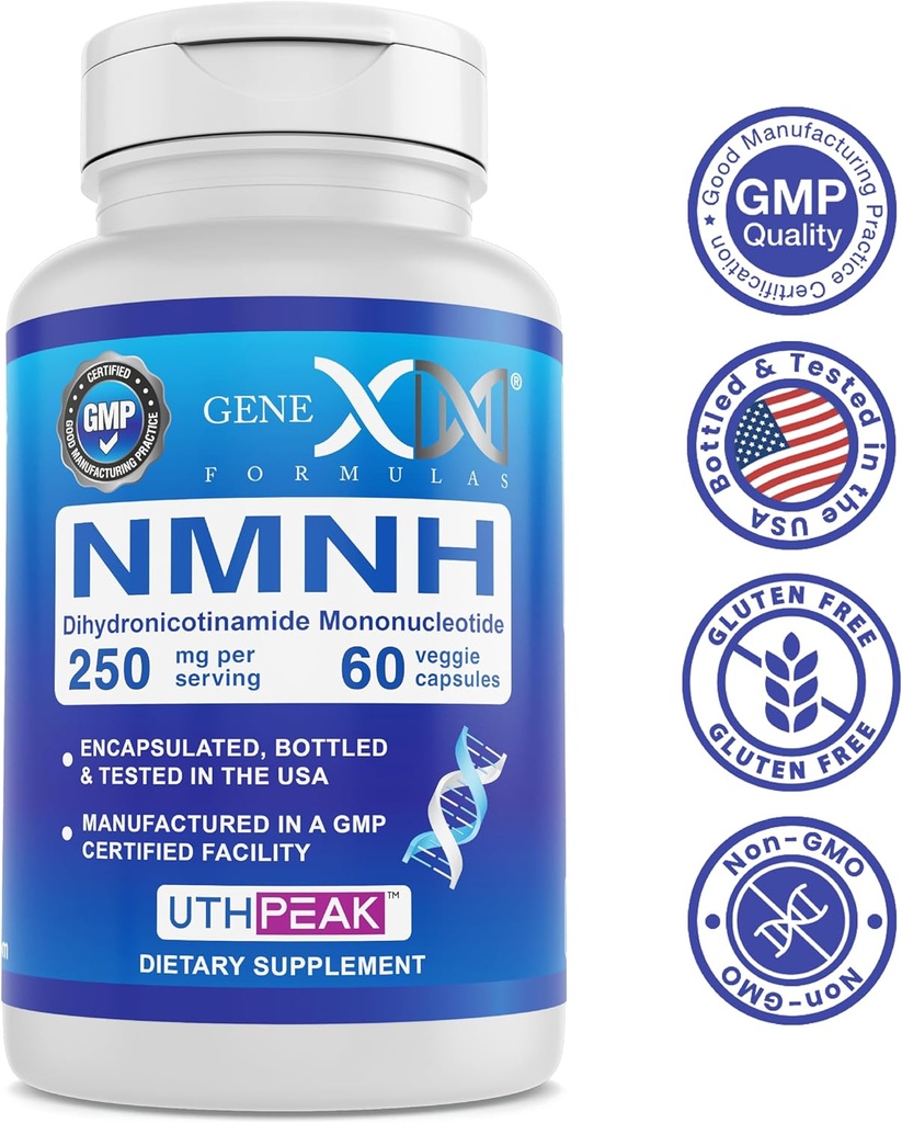 Genex Formulas 250mg NMNH (60 Capsules - 30 Servings) | Uthpeak™ NMNH (Dihydronicotinamide Mononucleotide) NAD+ Precursor for Healthy Aging - Non-GMO, Gluten-Free, Vegetarian 5