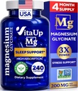 Magnesium Glycinate 200mg - USA Made Magnesium Supplement for Sleep, Heart, Bones, Metabolism Support - High Absorption Magnesium Bisglycinate Capsules - 240 Vegan Chelated Capsules 2