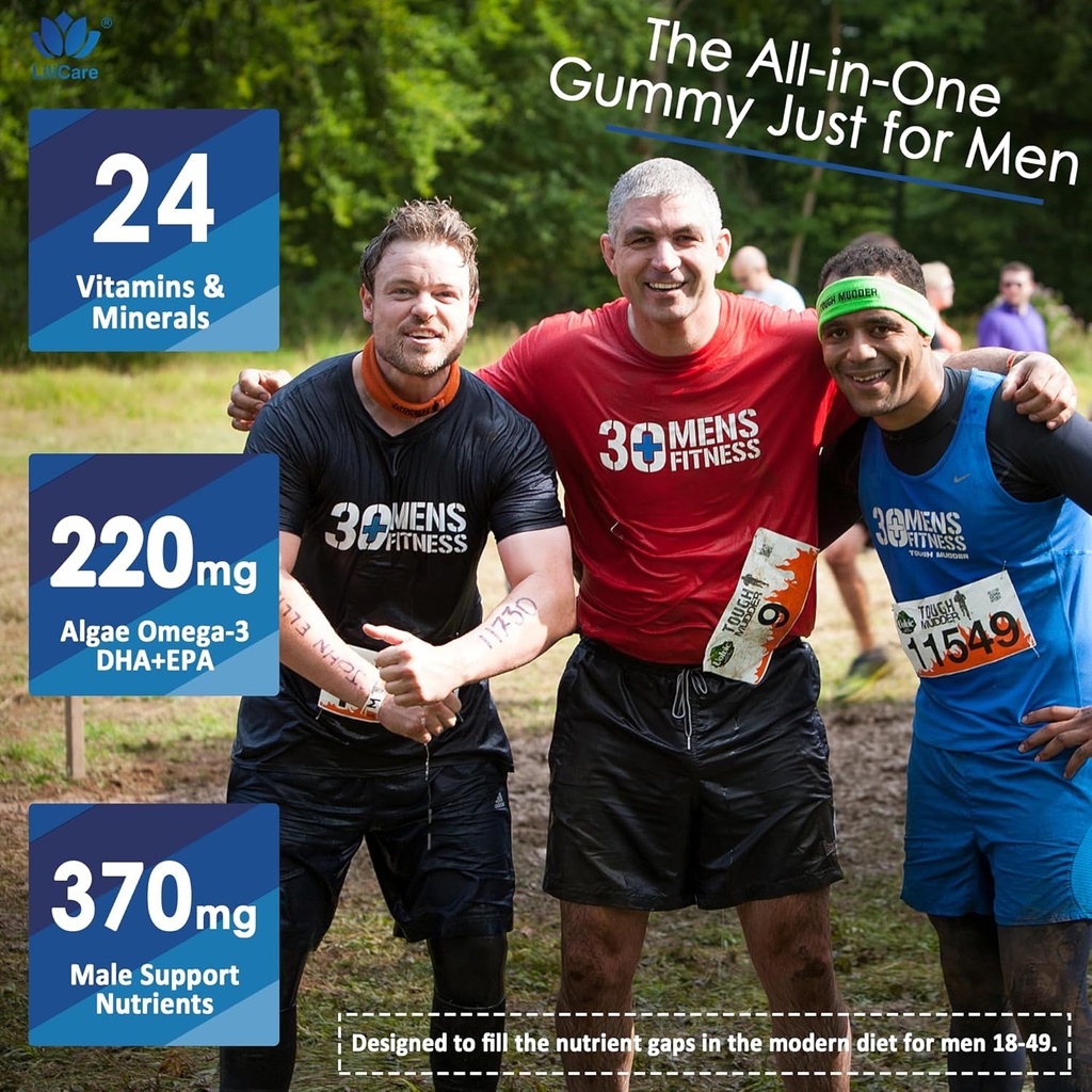 2 Pack - Mens Multivitamins Gummies, Multiminerals, Vegan Omega 3, CoQ10, Probiotics, Daily Mens Vitamins A C D E B6 B12, Methylated Multivitamin for Men, Energy, Immunity, Sugar Free, Vegan (No Iron) 4