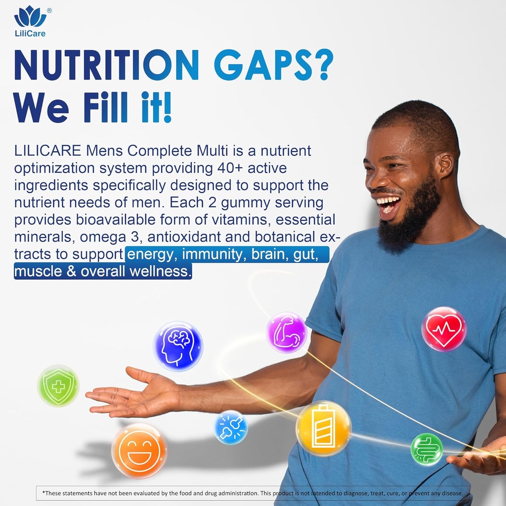 2 Pack - Mens Multivitamins Gummies, Multiminerals, Vegan Omega 3, CoQ10, Probiotics, Daily Mens Vitamins A C D E B6 B12, Methylated Multivitamin for Men, Energy, Immunity, Sugar Free, Vegan (No Iron) 5