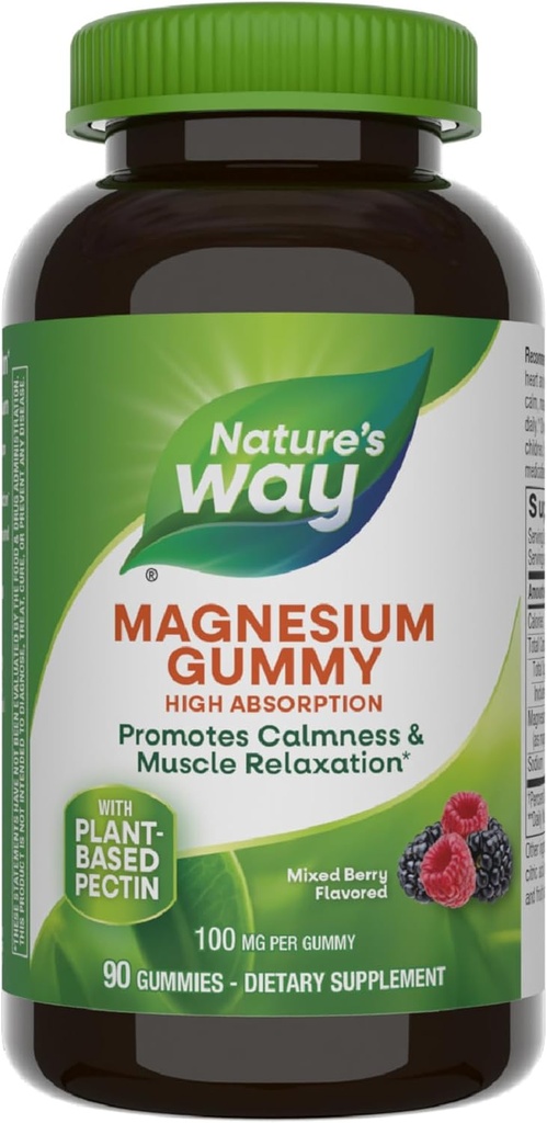 Nature’s Way Magnesium Gummies, Promotes Calm*, with Magnesium Citrate, Raspberry and Blackberry Flavored, 90 Gummies 2