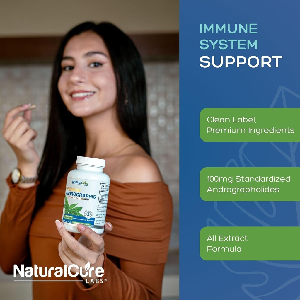 Natural Cure Labs Premium Andrographis Paniculata Extract 1,200mg with 100mg Andrographolides Vegan Capsules for Immune & Digestive Support, Non-GMO, Gluten Free, Herbal Dietary Supplement 5