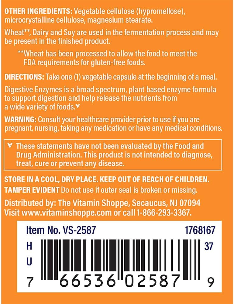 Digestive Enzymes - Plant-Based Digestive Formula, Promotes Digestion to Help Release Nutrients, Nutrient Digestion & Absorption (90 Veggie Capsules) by The Vitamin Shoppe 4