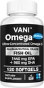 Pharmaceutical Grade Omega 3 Fish Oil, KD-PÜR Premium Germany Fish Oil Supplements 2520mg with EPA & DHA- Supports Brain, Heart & Immunity (120 Softgels) 2