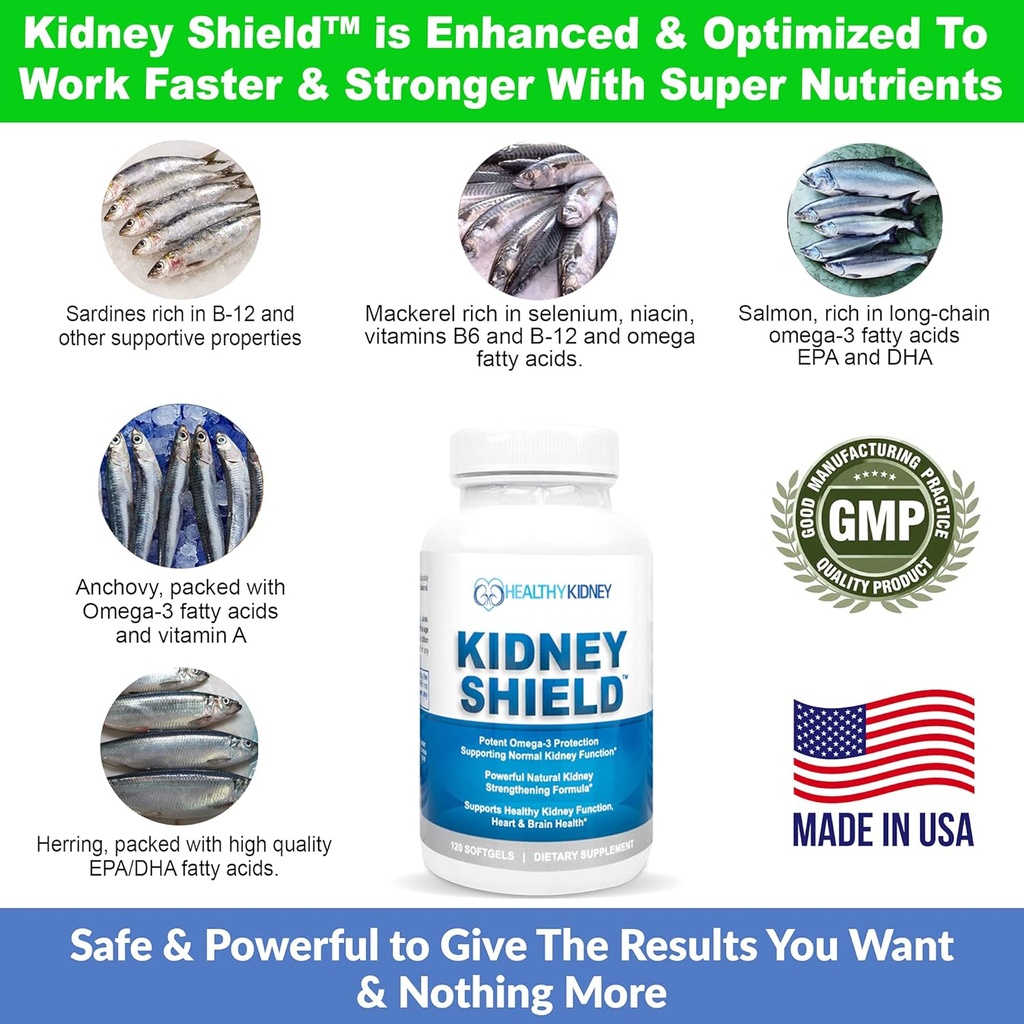 Kidney Shield Support Omega 3 Kidney Cleanse Kidney-D Supplement Vitamin D Bundle 4