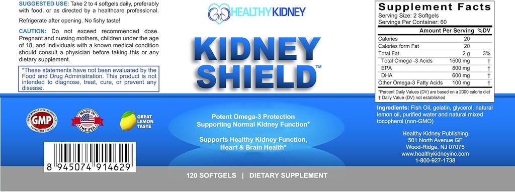Kidney Shield Support Omega 3 Kidney Cleanse Kidney-D Supplement Vitamin D Bundle 6