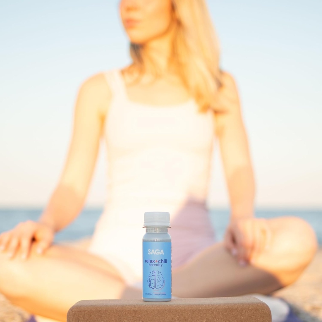 SAGA Serenity Organic Relaxation Shots with Kava, Lion’s Mane & Reishi | Fast-Acting Mushroom & Adaptogen Drink for Calm, Stress Relief & Mood Support | Vegan, Travel Size | Strawberry Cucumber 3