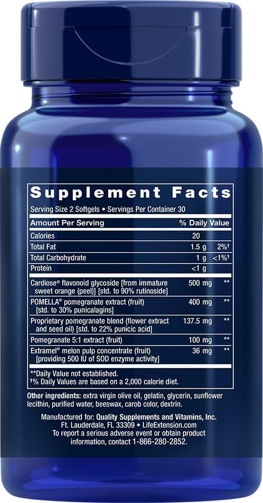 Life Extension Endothelial Defense Pomegranate Plus – Pomegranate Seed, Flower And Fruit Extract Formula Supplement for Heart and Endothelial Health – Gluten-Free, Non-GMO – 60 Softgels 5