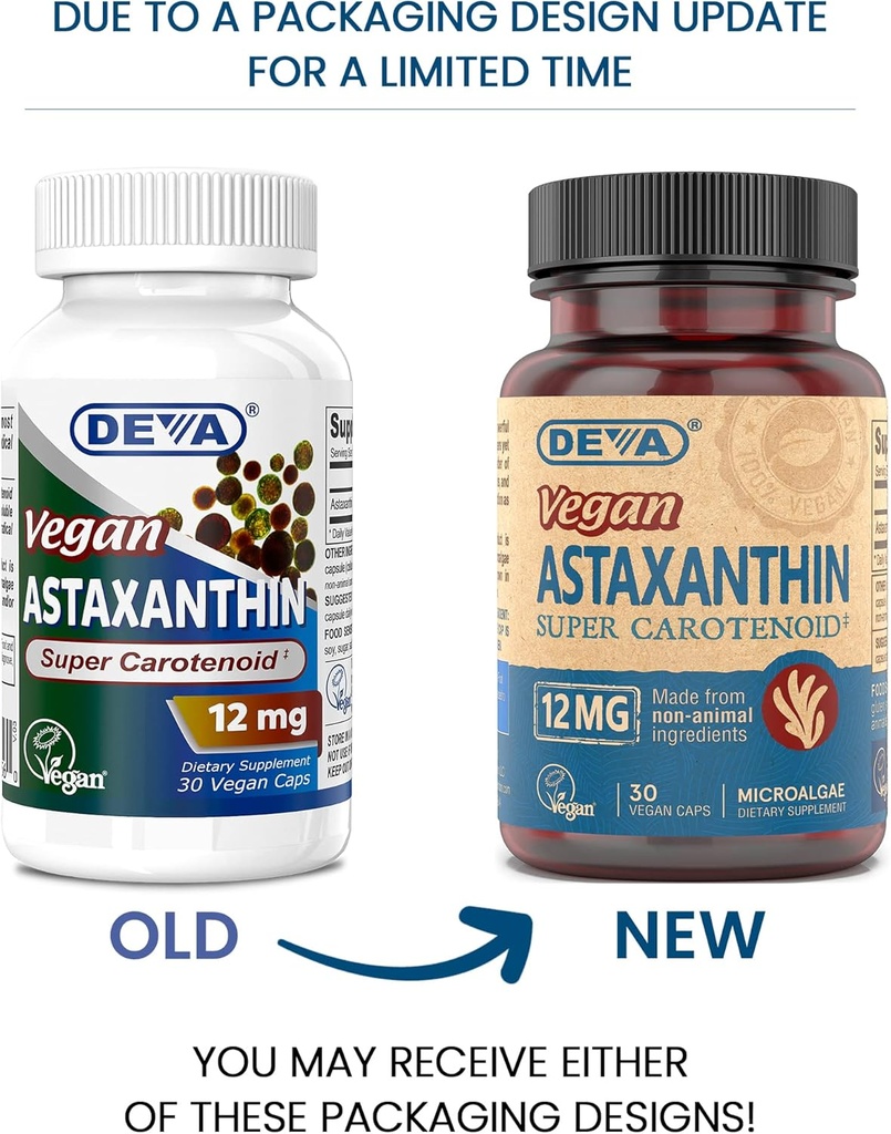 DEVA Nutrition Vitamins Astaxanthin 12mg, Vegan, Made from Haematococcus Pluvialis Microalgae, 30 Capsules, 1-Pack 3