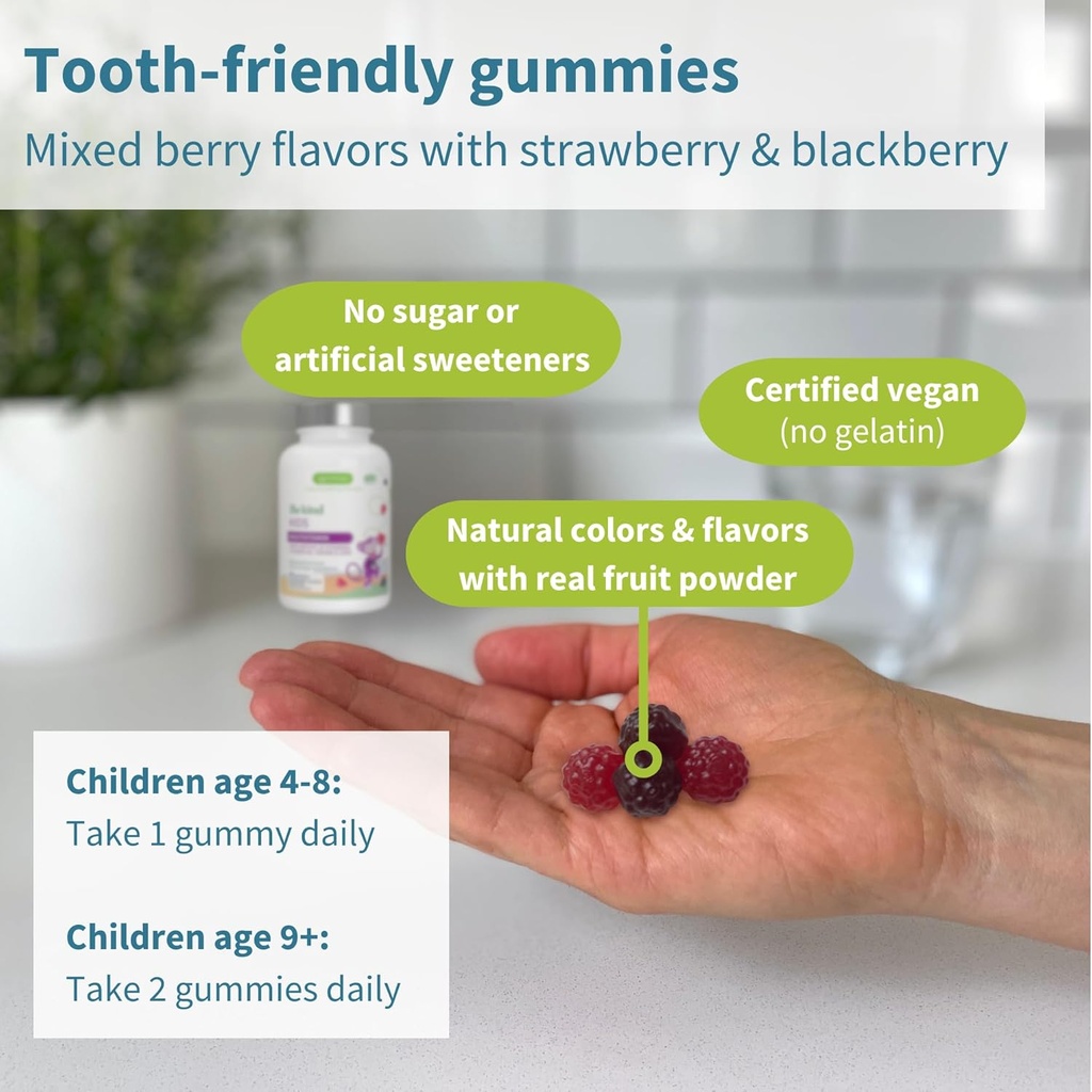 Igennus Methylated Kids Multivitamin Gummy, MTHFR, No Artificial Sweeteners or Flavors, Sugar Free, Age 4+, 90 Natural Berry Flavor Gummies from Fruit Powder, Non-GMO, Halal, Clean Label x6 5