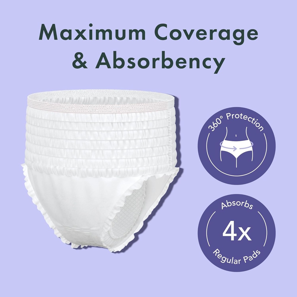 Rael Disposable Underwear for Women, Organic Cotton Cover - Postpartum Essentials, Leak Locker, Unscented, Maximum Coverage (Size L-XL, 12 Count) 3