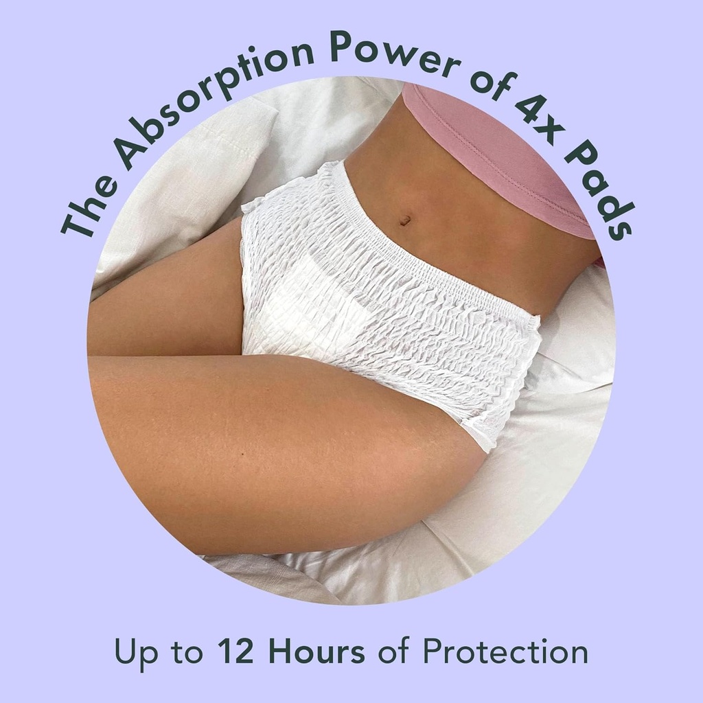 Rael Disposable Underwear for Women, Organic Cotton Cover - Postpartum Essentials, Leak Locker, Unscented, Maximum Coverage (Size L-XL, 12 Count) 5