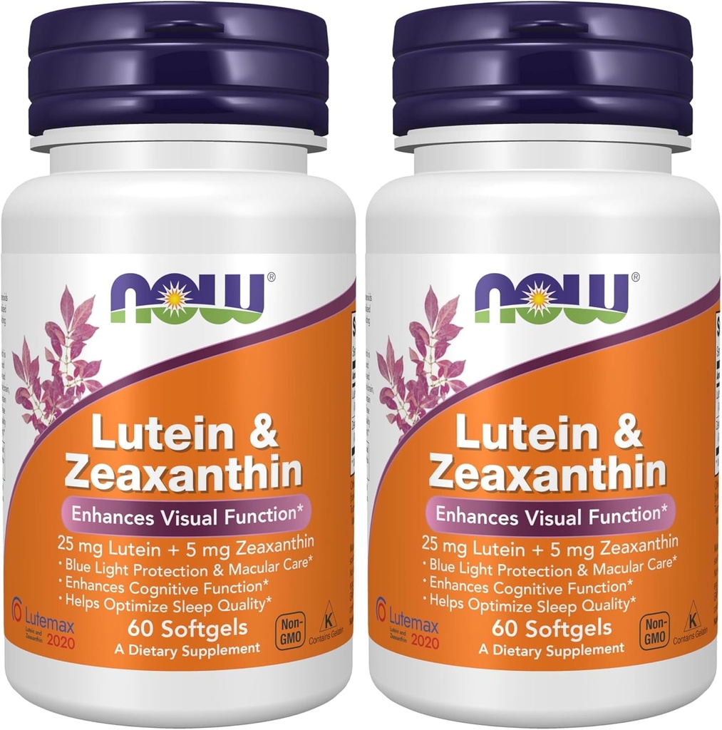 NOW Supplements, Lutein & Zeaxanthin with 25 mg Lutein and 5 mg Zeaxanthin, 60 Softgels (Pack of 2) 2