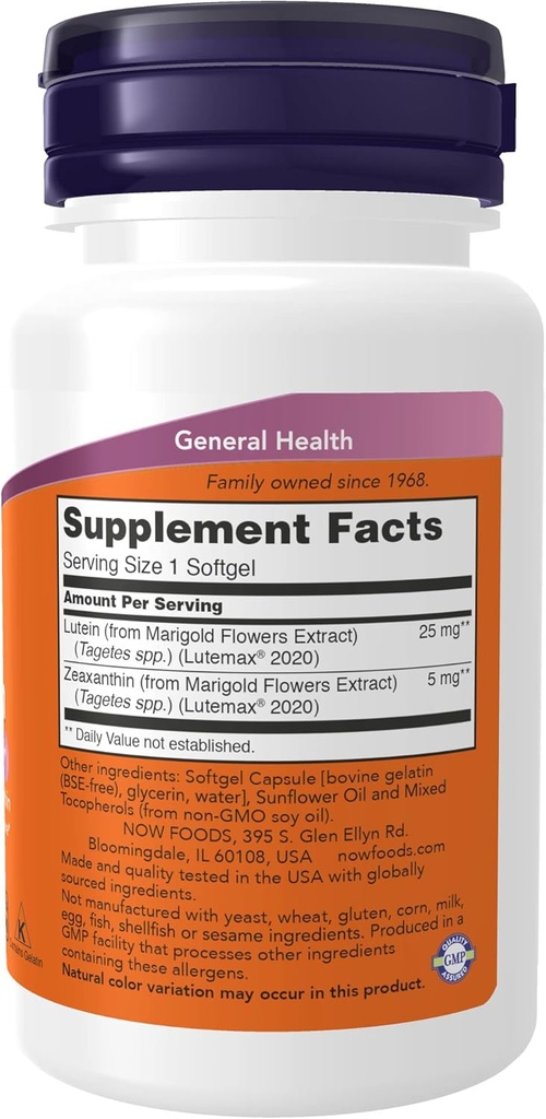 NOW Supplements, Lutein & Zeaxanthin with 25 mg Lutein and 5 mg Zeaxanthin, 60 Softgels (Pack of 2) 3