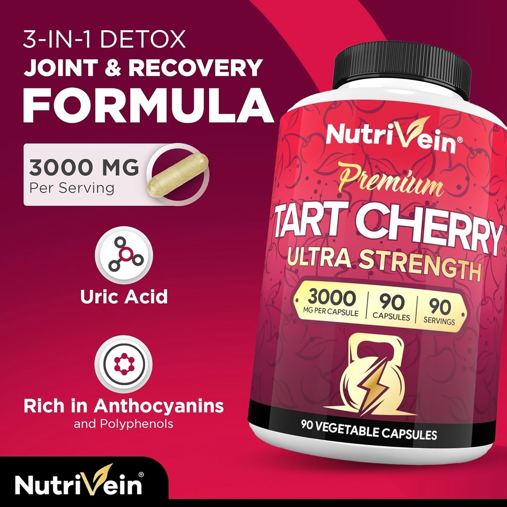 Nutrivein Premium Ashwagandha Capsules & Tart Cherry Capsules Bundle: High-Absorption Tart Cherry Extract and Ashwagandha Supplements for Recovery, Balance, and Vitality 5