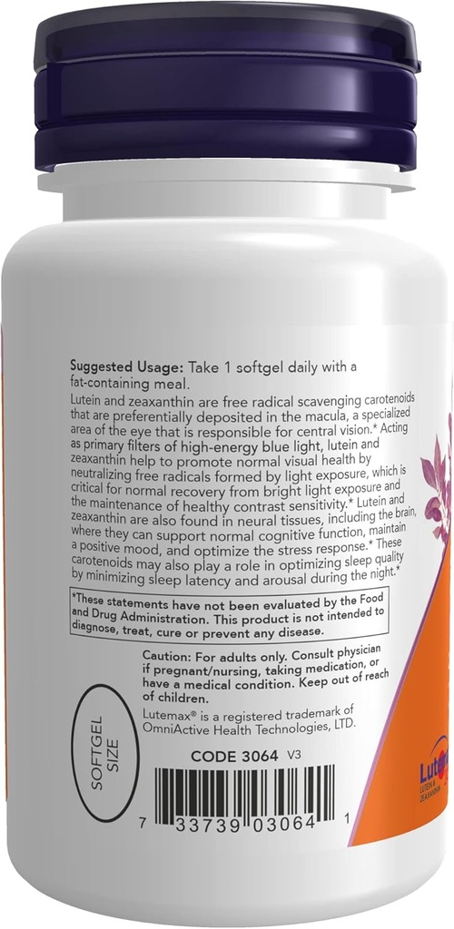 NOW Supplements, Lutein & Zeaxanthin with 25 mg Lutein and 5 mg Zeaxanthin, 60 Softgels (Pack of 2) 4