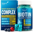 Biotin Collagen Keratin Gummies - Multivitamin Natural for Hair, Skin & Nails with Vitamin A, D, B7 - Anti Aging Collagen Gummy Vitamins for Men & Women, Hair & Nail Growth Supplement - 60 Gummy Bears 2