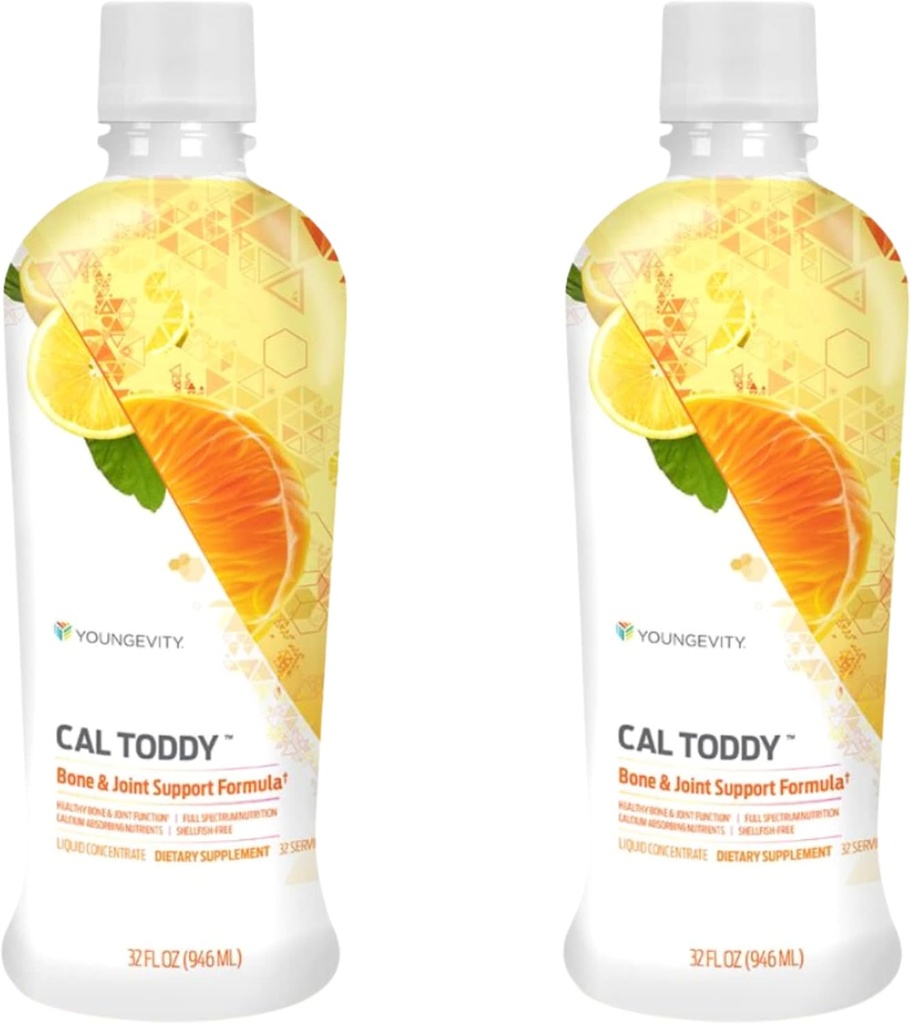 Youngevity CAL Toddy - Calcium (Citrate, Phosphate) Magnesium 1,200mg/600mg - Vitamins D-3, Zinc, Copper, Potassium, Boron and 70+ Trace Mineral Cofactors - Supports Bone Health - 32 Fl Oz (Pack of 2) 2