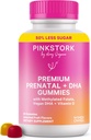 Pink Stork Premium Prenatal Gummy Vitamins with DHA, Folate, and Vitamin D - Multivitamin and Nutrient Blend for Neural Tube and Fetal Brain Development - Pregnancy Must Haves - 60 Vegan Gummies 2