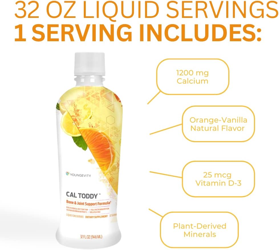 Youngevity CAL Toddy - Calcium (Citrate, Phosphate) Magnesium 1,200mg/600mg - Vitamins D-3, Zinc, Copper, Potassium, Boron and 70+ Trace Mineral Cofactors - Supports Bone Health - 32 Fl Oz (Pack of 2) 5