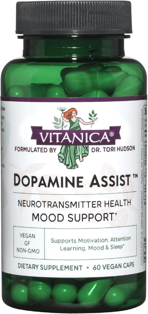 Vitanica Dopamine Assist, Dr Formulated Dopamine Supplement, L-Tyrosine, Mucuna Pruriens Neurotransmitter Mood Support, Vitamin B6, Folate, Green Tea Extract Quercetin Vegan, 60 Capsules 2