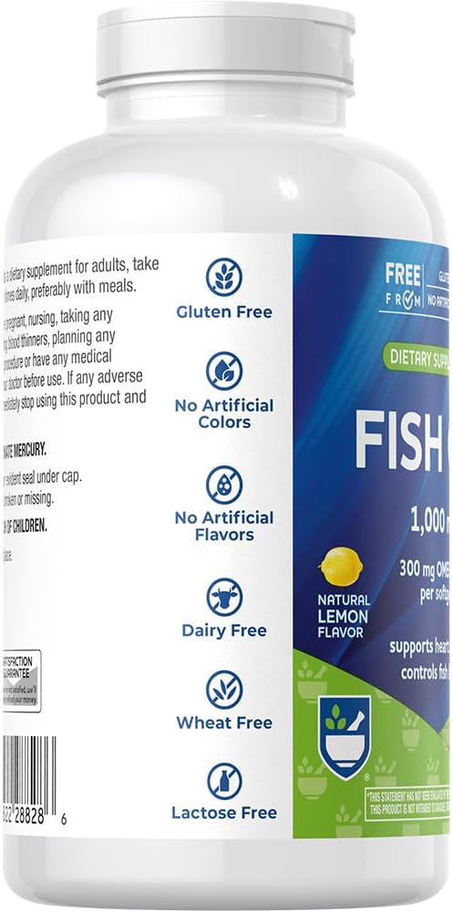 Rite Aid Fish Oil 1000mg, 365 Softgels - Natural Lemon Flavor, with EPA and DHA, Supports Heart, Brain and Vision Health 3