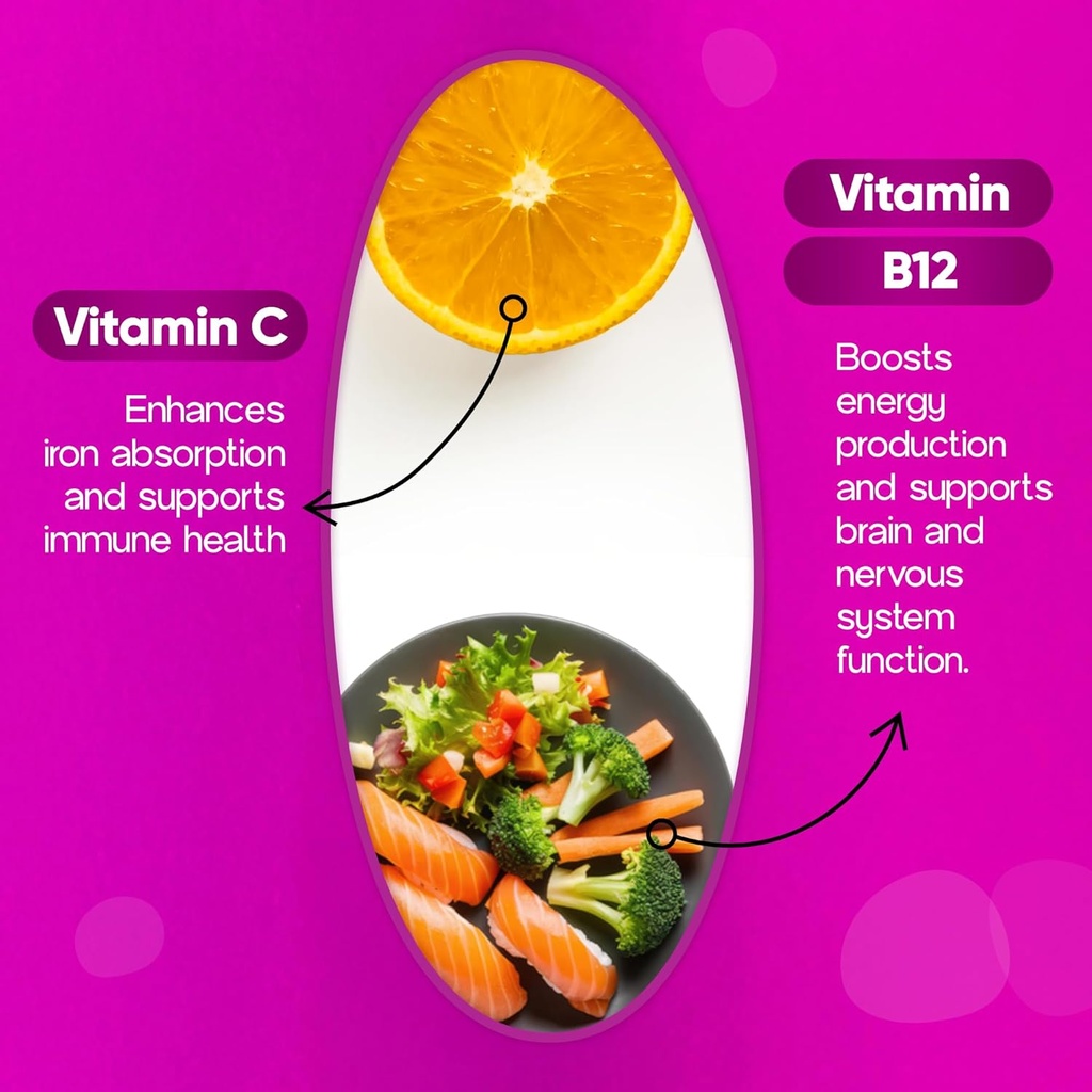 Losoki Iron Bisglycinate 20 mg with Vitamin C, B12 American Ginseng & Probiotics, Gentle on The Stomach， Supports Energy & Iron Deficiency - Non GMO, 60 Tablets 6