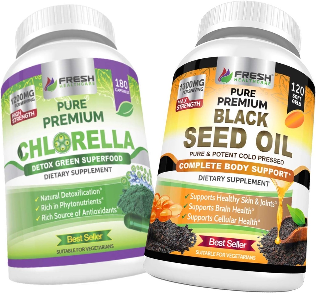 FRESH HEALTHCARE Chlorella and Black Seed Oil - Bundle 2