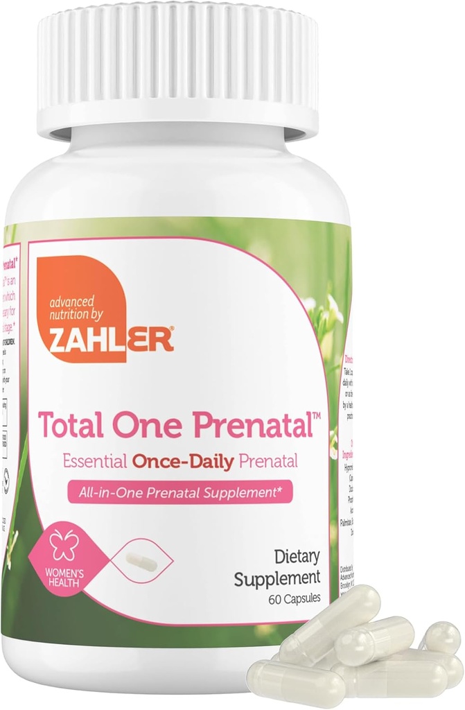 Zahler - Total One Prenatal Vitamins for Women (60 Count) Daily Multi Vitamin Prenatals with Folic Acid, Iron, Zinc & 19 Other Essential Vitamins & Minerals - Kosher Pre Natal Multivitamin Capsules 2