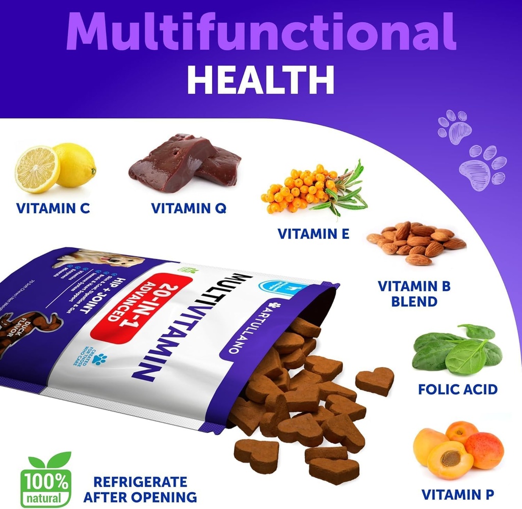 20 in 1 Dog Multivitamin with Glucosamine - Chewable Dog Vitamins and Supplements - Senior & Puppy Multivitamin Chews for Pet Hip & Joint Support, Immunity, Mobility, Skin, Digestion - 70 Soft Treats 4
