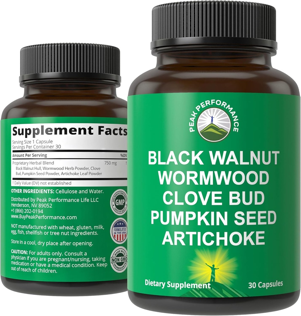 Wormwood Black Walnut Clove Cleanse for Humans. Elimination Detox + Intestinal Support Capsules Supplement for Adults and Kids. Pills with Artichoke and Pumpkin Seed for Additional Benefits 2