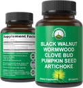 Wormwood Black Walnut Clove Cleanse for Humans. Elimination Detox + Intestinal Support Capsules Supplement for Adults and Kids. Pills with Artichoke and Pumpkin Seed for Additional Benefits 2