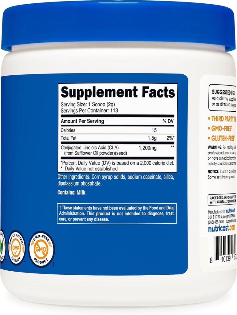 Nutricost CLA (Conjugated Linoleic Acid) 8oz (227g) Powder - Gluten Free, GMO Free CLA Supplement 6