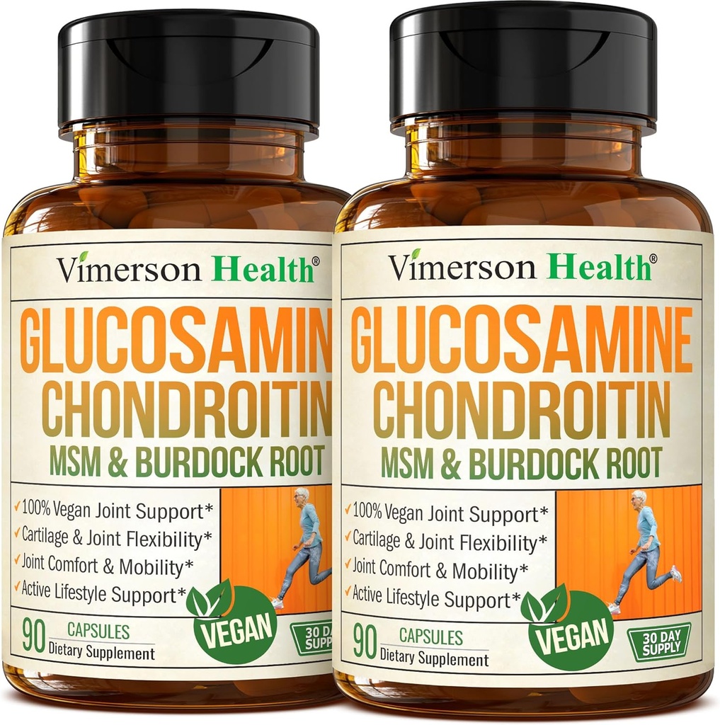 Glucosamine Chondroitin MSM – Joint Support Supplement for Women and Men with Glucosamine Sulfate 1500 mg, Chondroitin and MSM – for Cartilage, Joint Health and Flexibility – 2 Pack, Vegan 2
