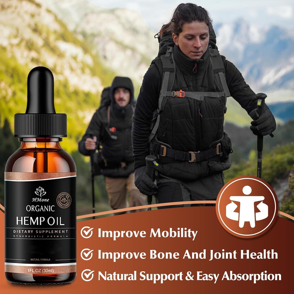 Hemp Oil -4 Packs Maximum Strength - Pure & CO2 Extract Drops - 100% Natural Organic, Vegan, Non-GMO Free 4