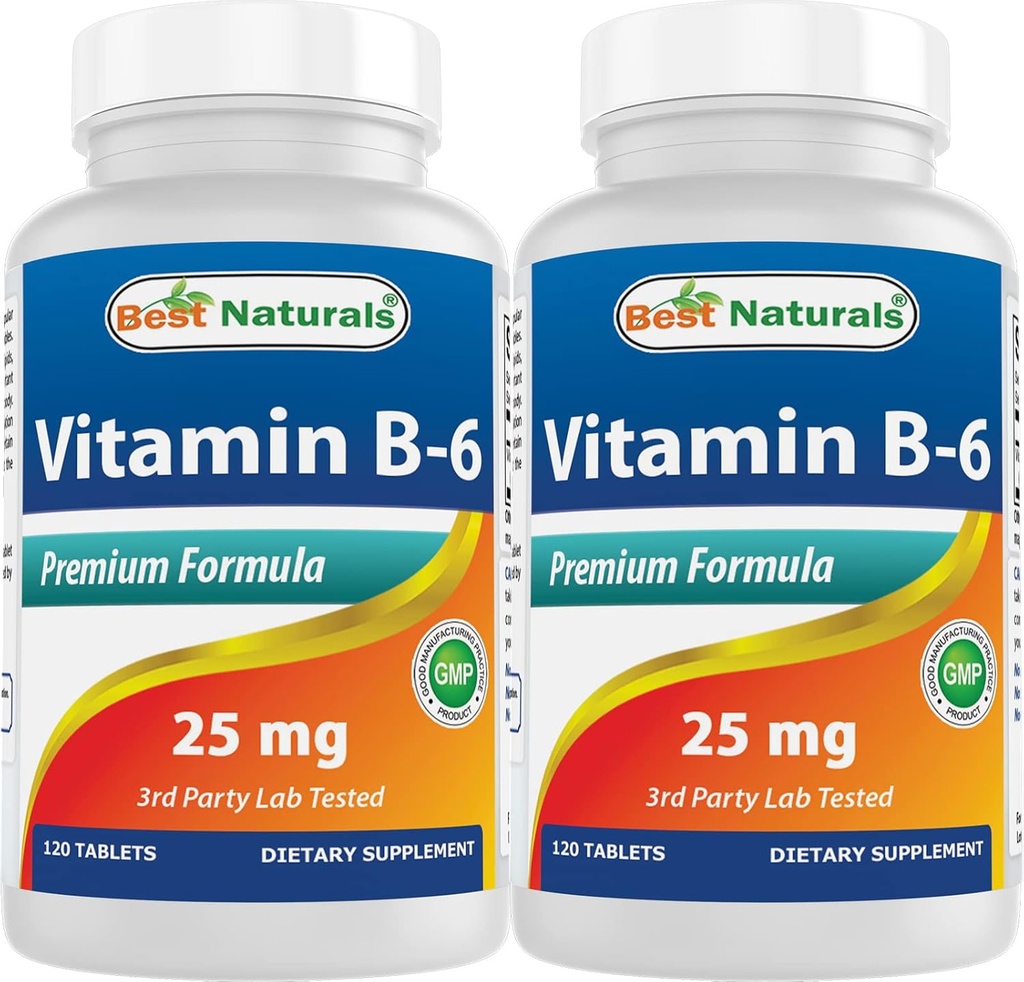 Best Naturals Vitamin B6 25mg, 120 Tablets (120 Count (Pack of 2)) 2