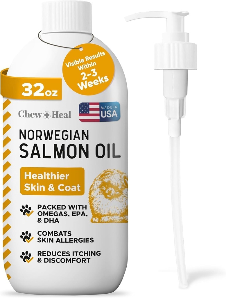 Salmon Oil for Dogs and Cats, 32 oz - Omega-Rich Supplement for Healthy Skin & Coat, Joint & Immune Support - All-Natural Fish Oil Liquid - Premium Pet Care, Made in USA 2